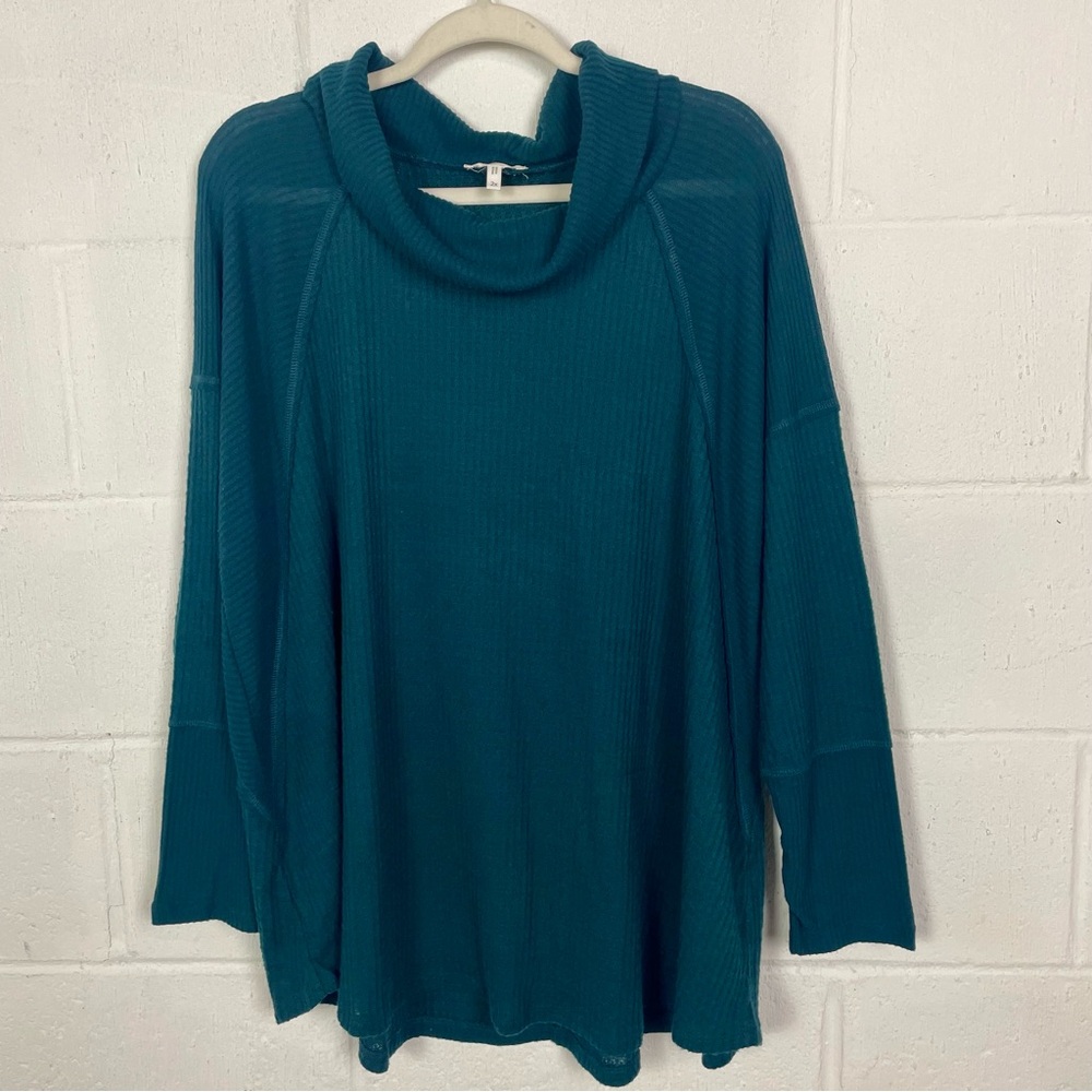 Maurices NWOT Waffle Knit Tunic Teal Oversized Relaxed Fit Weekend Comfy 2X